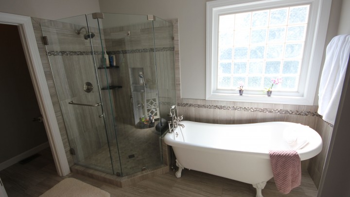 Clawfoot tub featured in Cary, NC Bath remodel